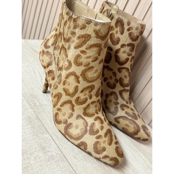 Vince Camuto Womens Ambind Ankle Boots Stiletto Cow Hair Leopard Zip Up 8M - Picture 8 of 15